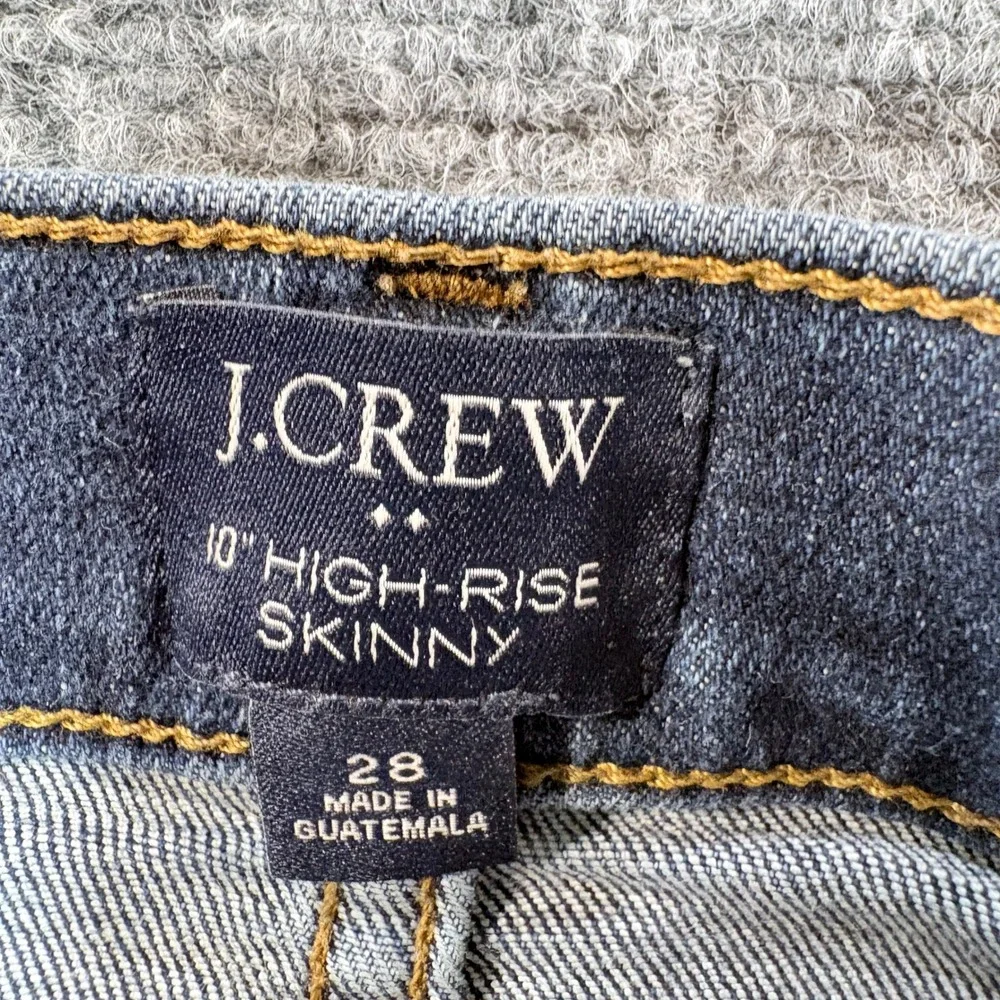 J.Crew 10 High Rise Skinny Jeans 28 Dark Wash Button Fly Raw Hem BC790